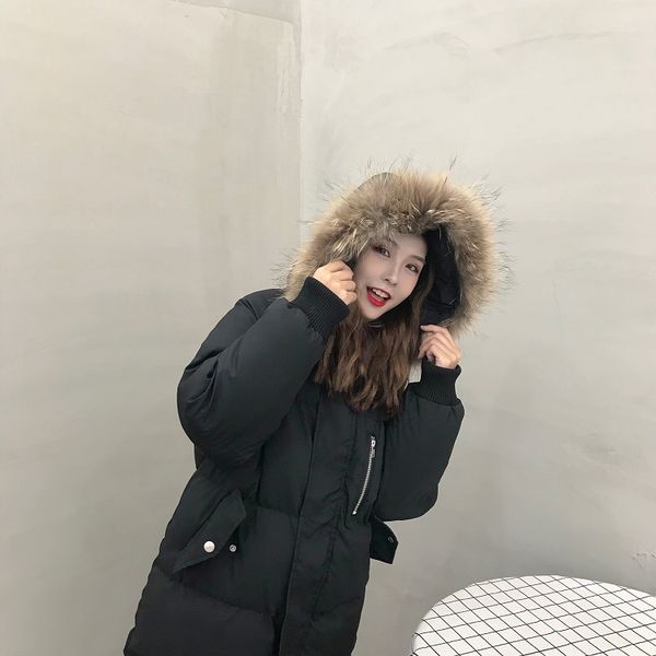 2019 new fashion women luxurious large raccoon fur collar hooded coat warm liner parkas long winter jacket, Black
2019 new fashion women luxurious large raccoon fur collar hooded coat warm liner parkas long winter jacket, Black