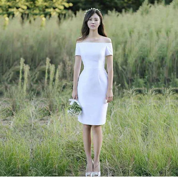 off shoulder satin short bridesmaid dress 2020 white short sleeves women party gowns maid of honour dresses, White;pink
off shoulder satin short bridesmaid dress 2020 white short sleeves women party gowns maid of honour dresses, White;pink