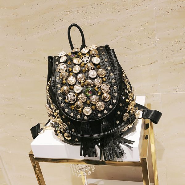 benviched 2019 new personality drawstring tassels shoulder bag fashion punk rivet buckle bucket chain bag c101
benviched 2019 new personality drawstring tassels shoulder bag fashion punk rivet buckle bucket chain bag c101