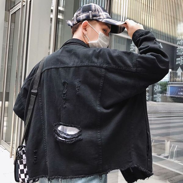 short hole denim jacket men's fashion loose hip hop bomber jacket men streetwear solid color casual denim jackets mens outwear, Black;brown
short hole denim jacket men's fashion loose hip hop bomber jacket men streetwear solid color casual denim jackets mens outwear, Black;brown