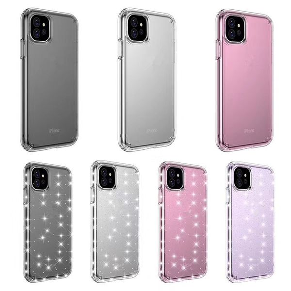 

premium bling rugged hybrid soft tpu pc glitter powder shockproof clear armor back case for iphone 11 pro xr xs max x 8 7 6 6s plus