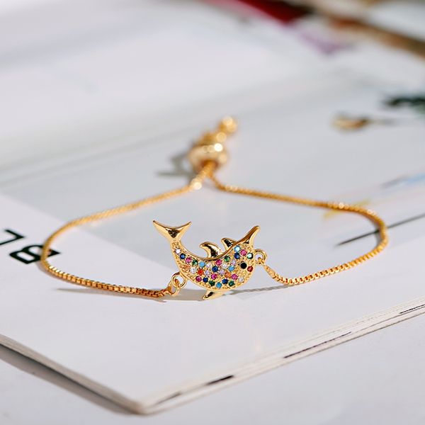cubic zircon lucky dolphin charm bracelets 2020 cz rainbow adjustable link chain for women friends jewelry gift, Black
cubic zircon lucky dolphin charm bracelets 2020 cz rainbow adjustable link chain for women friends jewelry gift, Black