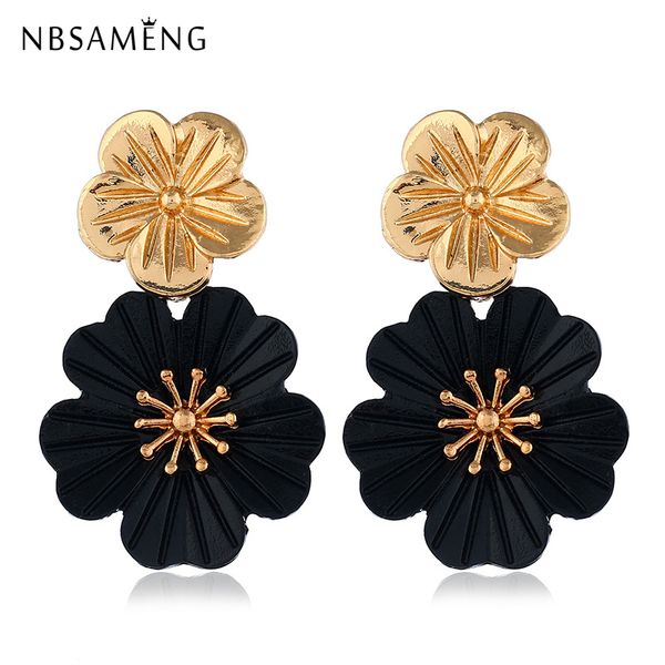 2019 new trendy elegant gold black color flower drop earrings korean style big elegant earrings for women gifts fashion jewelry, Silver
2019 new trendy elegant gold black color flower drop earrings korean style big elegant earrings for women gifts fashion jewelry, Silver