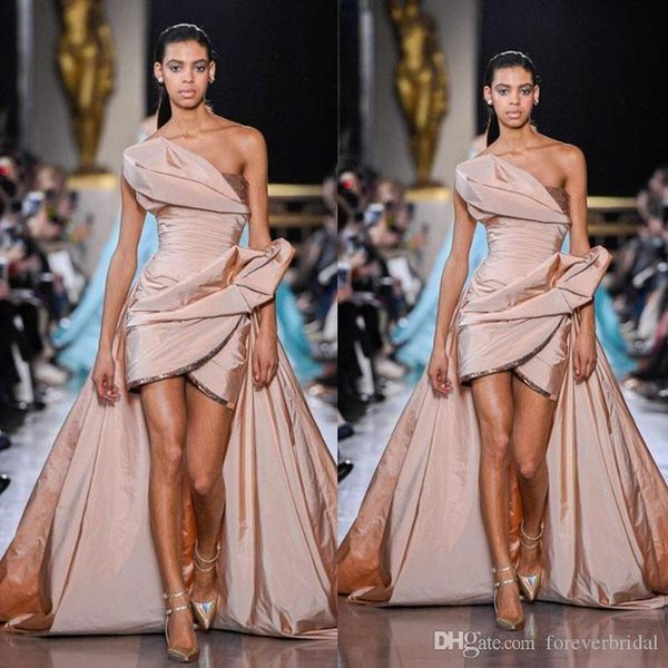 elie saab hi lo evening dresses taffeta satin one shoulder sweep train formal prom dress red carpet runway party gowns custom vestidos, Black 
elie saab hi lo evening dresses taffeta satin one shoulder sweep train formal prom dress red carpet runway party gowns custom vestidos, Black