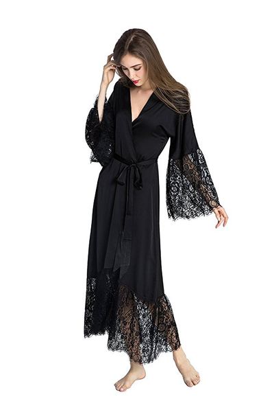 summer lace patchwork satin kimono robe sleepwear lingerie chemises women silk long nightgown wedding bridesmaid robes, Black;red
summer lace patchwork satin kimono robe sleepwear lingerie chemises women silk long nightgown wedding bridesmaid robes, Black;red