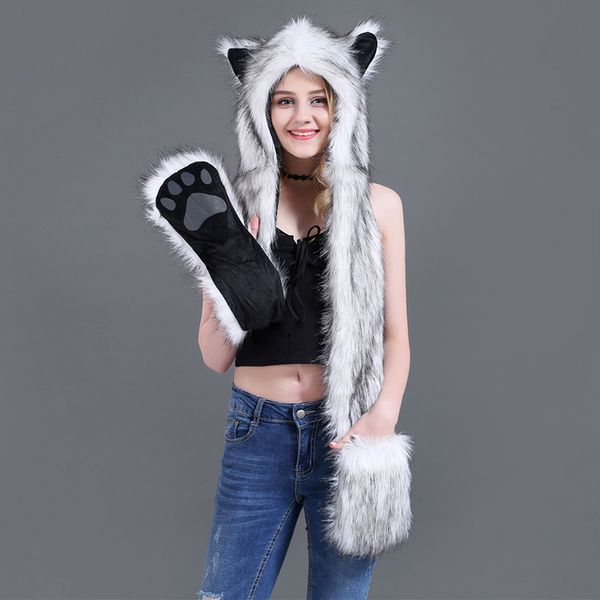 faux fur animal hat scarf gloves winter mittens 3 in 1 function hoodie with paws ears tc21, Blue;gray
faux fur animal hat scarf gloves winter mittens 3 in 1 function hoodie with paws ears tc21, Blue;gray