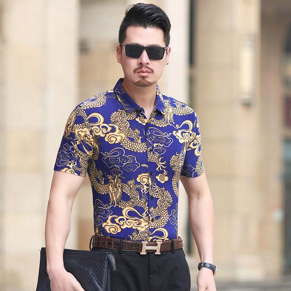 summer men's longtu printed shirt middle-aged men's short-sleeved printed lapel shirt, White;black
summer men's longtu printed shirt middle-aged men's short-sleeved printed lapel shirt, White;black