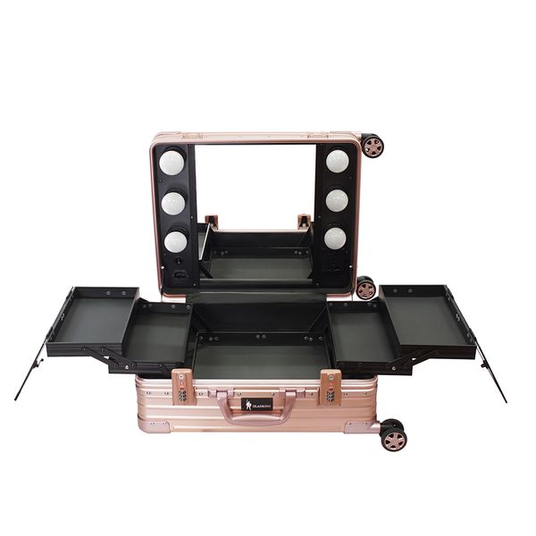 gladking cosmetic case make up station with light and legs am9321 rose gold color
gladking cosmetic case make up station with light and legs am9321 rose gold color