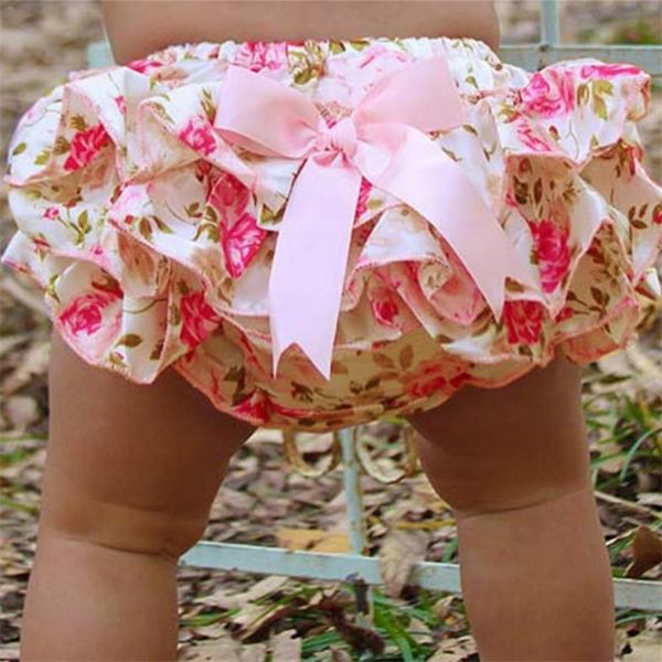 

lucky children baby clothing floral silk bow satin shorts ruffled diaper set bloomer baby girl satin panties bloomers, Black