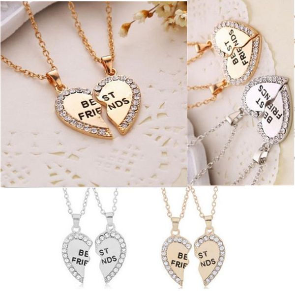 1 pair friend gold / silver color rhinestone split 2 parts heart friendship pendants necklace girlfriends women accessories
1 pair friend gold / silver color rhinestone split 2 parts heart friendship pendants necklace girlfriends women accessories