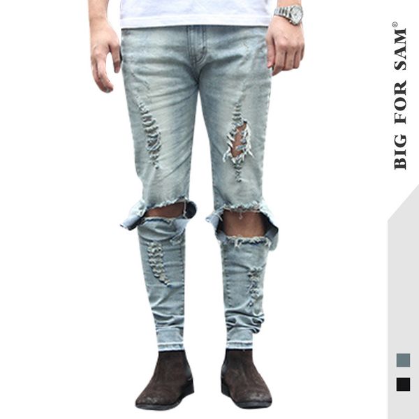 2020 high street new men's versatile fit knee hole beggar pants small leg casual pants men's jeans, Blue
2020 high street new men's versatile fit knee hole beggar pants small leg casual pants men's jeans, Blue