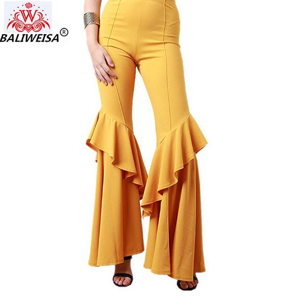 baliweisa 2019 new spring autumn ruffles pants women elegnat flare pants long trousers ladies high waist slim plus size, Black;white
baliweisa 2019 new spring autumn ruffles pants women elegnat flare pants long trousers ladies high waist slim plus size, Black;white
