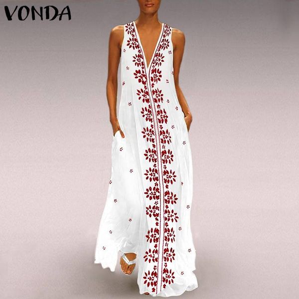 vonda women white dress 2019 v neck sleeveless floral print maxi long party dress vintage casual loose summer beach vestido, Black;gray
vonda women white dress 2019 v neck sleeveless floral print maxi long party dress vintage casual loose summer beach vestido, Black;gray