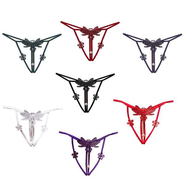 women erotic open crotch lingerie g-string embroidery dragonfly floral underwear panties tassel faux pearl pendant t-back briefs, Black;pink
women erotic open crotch lingerie g-string embroidery dragonfly floral underwear panties tassel faux pearl pendant t-back briefs, Black;pink