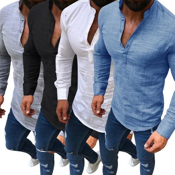 men's casual shirts 2021 men long sleeves v neck blouse summer fashion slim fit tees male breathable linen, White;black
men's casual shirts 2021 men long sleeves v neck blouse summer fashion slim fit tees male breathable linen, White;black