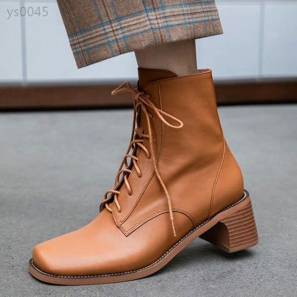 leather thick heel mid-heel short boots women winter and autumn single boots luxury square head lace up british style martin boots, Black
leather thick heel mid-heel short boots women winter and autumn single boots luxury square head lace up british style martin boots, Black