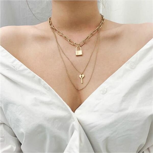 bohemia new arrival gold color pendant necklace cross key lock letter multi-layer chain choker jewelry women party, Silver
bohemia new arrival gold color pendant necklace cross key lock letter multi-layer chain choker jewelry women party, Silver
