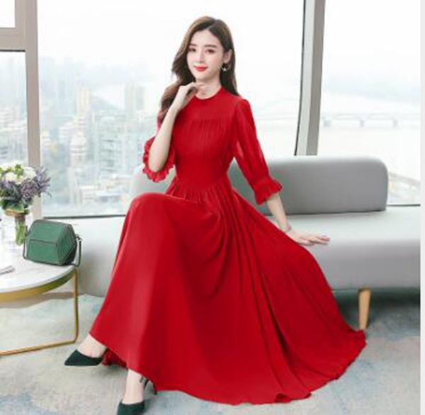 wholesale women's spring and summer new waist slimming long sleeves over the knee mid-length elegant chiffon beach dress, Black;gray
wholesale women's spring and summer new waist slimming long sleeves over the knee mid-length elegant chiffon beach dress, Black;gray