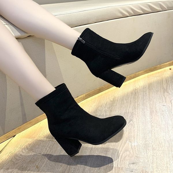 2019 season elastic force short boots woman coarse with high with comfortable side zipper woman boots zapatos de mujer, Black
2019 season elastic force short boots woman coarse with high with comfortable side zipper woman boots zapatos de mujer, Black