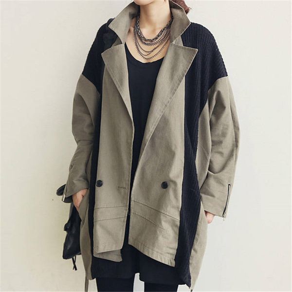 women's trench coats 2021 spring autumn women korean casual patchwork oversize midi coat female windbreaker outerwear casaco feminino, Tan;black
women's trench coats 2021 spring autumn women korean casual patchwork oversize midi coat female windbreaker outerwear casaco feminino, Tan;black