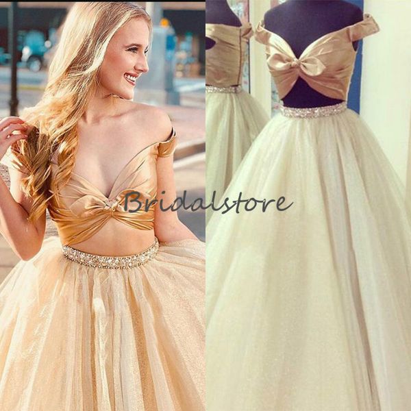 crop two piece prom dresses gold off shoulder puffy tulle formal party dress beaded floor length fitted evening gowns 2019 cheap, Black
crop two piece prom dresses gold off shoulder puffy tulle formal party dress beaded floor length fitted evening gowns 2019 cheap, Black