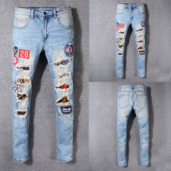 2019 italian style fashion new men jeans,patchwork casual pants slim fit brand streetwear stretch biker jeans men, Blue
2019 italian style fashion new men jeans,patchwork casual pants slim fit brand streetwear stretch biker jeans men, Blue