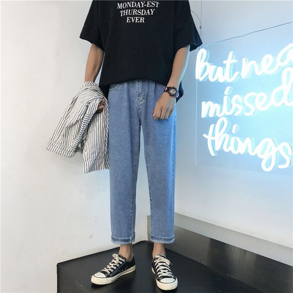 men's polos japanese bf korean all-match jeans fashion brand straight ankle-length pants summer thin solid color men, White;black
men's polos japanese bf korean all-match jeans fashion brand straight ankle-length pants summer thin solid color men, White;black