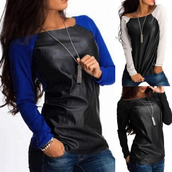 2019 женская футболка топы sexy кожа с длинным рукавом t-shirt повседневная свободные топы мода отдыха camisas femininas clubwear, White
2019 женская футболка топы sexy кожа с длинным рукавом t-shirt повседневная свободные топы мода отдыха camisas femininas clubwear, White