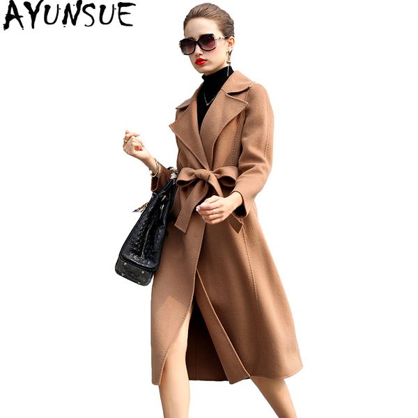 ayunsue 2019 european wool coat female long winter coat women with belt double-side cashmere coats women's spring jacket 15d1131, Black
ayunsue 2019 european wool coat female long winter coat women with belt double-side cashmere coats women's spring jacket 15d1131, Black