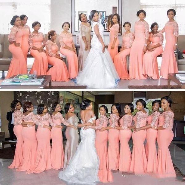 nigerian african plus size lace bridesmaid dresses coral half long sleeves sweep train maid of honor evening occasion gowns, White;pink
nigerian african plus size lace bridesmaid dresses coral half long sleeves sweep train maid of honor evening occasion gowns, White;pink