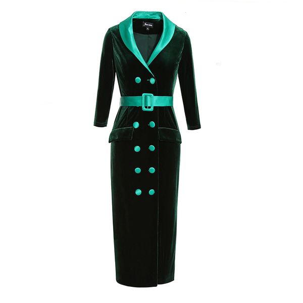 european and american women's dress 2019 spring new style seven-point sleeve lapel double-breasted fashionable velvet dress, Black;gray
european and american women's dress 2019 spring new style seven-point sleeve lapel double-breasted fashionable velvet dress, Black;gray