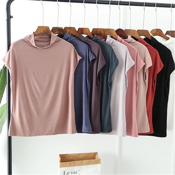 2020-spring clothing modal heap collar short sleeve t-shirt women's high collar sleeveless versatile thin underwear base shirt k, Black;white
2020-spring clothing modal heap collar short sleeve t-shirt women's high collar sleeveless versatile thin underwear base shirt k, Black;white