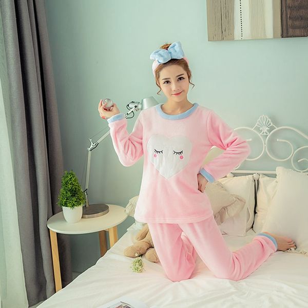 jinuo new arrival simple fashion women winter flannel pajama suit young ladies warm lovely heart mouse soft homewear sleepwear, Blue;gray
jinuo new arrival simple fashion women winter flannel pajama suit young ladies warm lovely heart mouse soft homewear sleepwear, Blue;gray