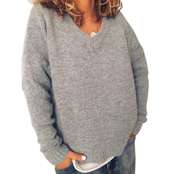 autumn fashion new sweater v-neck solid color loose long-sleeved pullover sweater, White;black
autumn fashion new sweater v-neck solid color loose long-sleeved pullover sweater, White;black