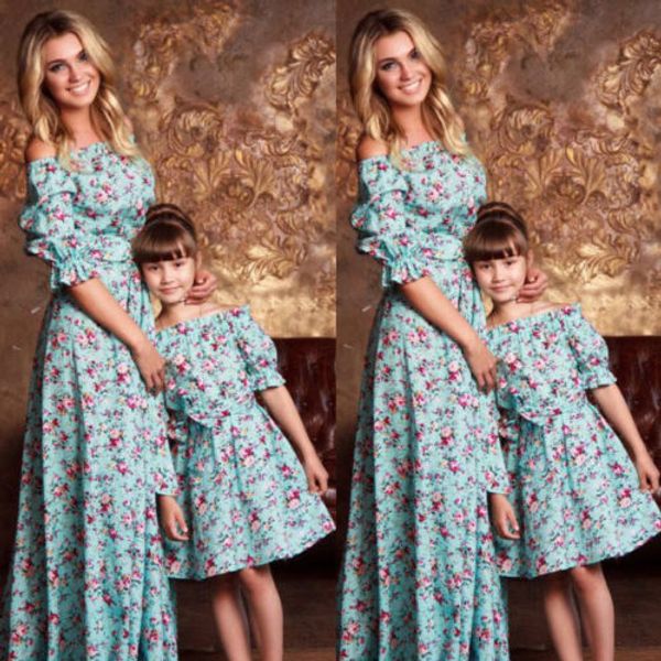 family floral off shoulder dress mother and daughter matching floral womens girls long dresses, Blue
family floral off shoulder dress mother and daughter matching floral womens girls long dresses, Blue