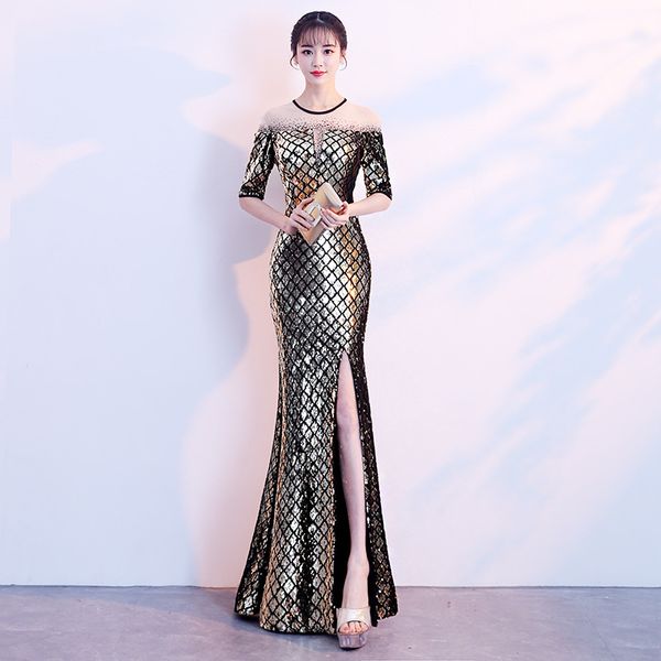 elegant sequin mermaid o-neck long evening dresses prom gowns formal party dress short sleeve zipper back vestido de festa 2019, White;black
elegant sequin mermaid o-neck long evening dresses prom gowns formal party dress short sleeve zipper back vestido de festa 2019, White;black