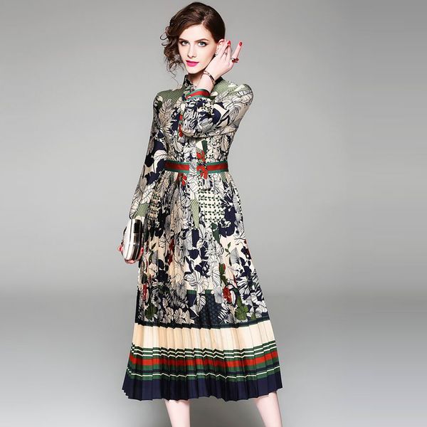 new 2018 european style women fashion long sleeve green leaf floral printing dress with bow belt long dresses vestido size s-2xl, Black;gray
new 2018 european style women fashion long sleeve green leaf floral printing dress with bow belt long dresses vestido size s-2xl, Black;gray