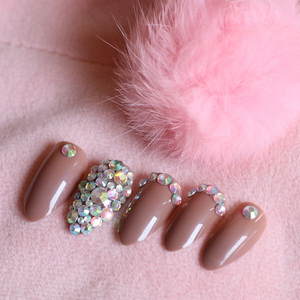 24pcs beautiful full diamond crystal diamond stiletto high candy color fake nails brown W80
24pcs beautiful full diamond crystal diamond stiletto high candy color fake nails brown W80
