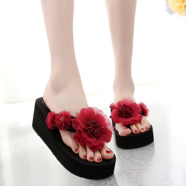 new flowers beach slippers female summer seaside non-slip thick bottom toe tow wear fashion wedge with sandals drag word drag, Black
new flowers beach slippers female summer seaside non-slip thick bottom toe tow wear fashion wedge with sandals drag word drag, Black