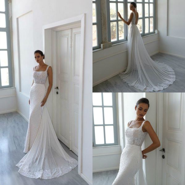 julie vino luxury mermaid wedding dresses with detachable train square neck full lace applique chapel train bridal gowns robes de mariée, White
julie vino luxury mermaid wedding dresses with detachable train square neck full lace applique chapel train bridal gowns robes de mariée, White