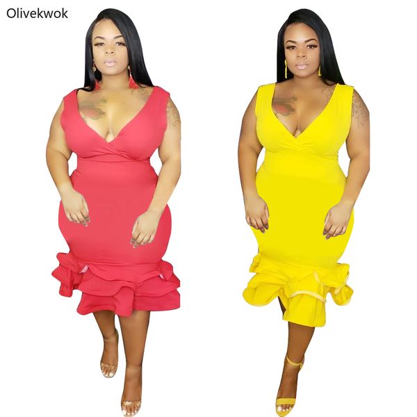 olivekwok spring summer plus size women sling v-neck sleeveless solid color dresses high waist trumpet dress dm203, Black;pink
olivekwok spring summer plus size women sling v-neck sleeveless solid color dresses high waist trumpet dress dm203, Black;pink