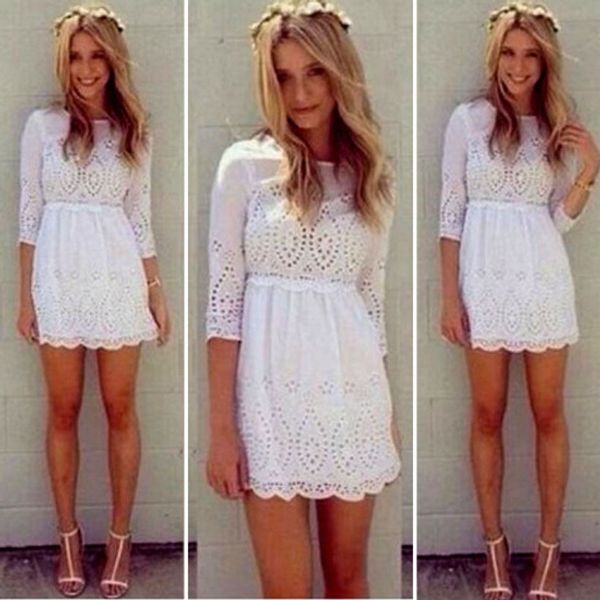 women's 2015 3/4 sleeve lace hollow casual summer cocktail party slim dress size s-xl, Black;gray
women's 2015 3/4 sleeve lace hollow casual summer cocktail party slim dress size s-xl, Black;gray