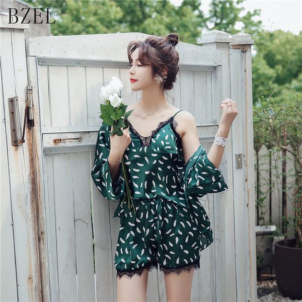 bzel 3 peices summer pajamas sets women lace robe pajamas sleepwear sleeveless nightwear leisure home cloth lingerie nighty, Blue;gray
bzel 3 peices summer pajamas sets women lace robe pajamas sleepwear sleeveless nightwear leisure home cloth lingerie nighty, Blue;gray