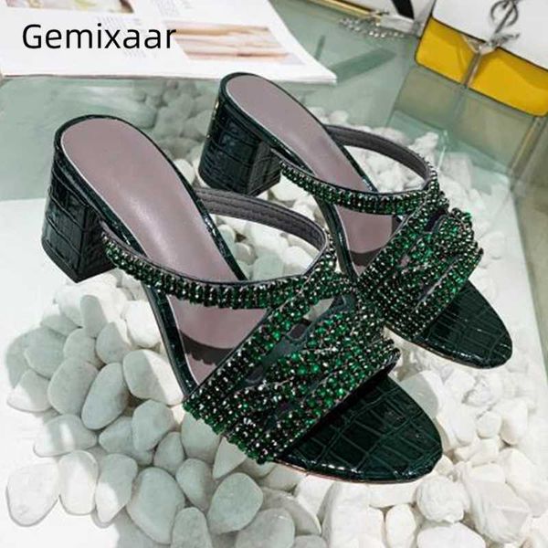 rhinestone summer shoes woman open toe cut outs med heel genuine leather stone grain crystal slippers women, Black
rhinestone summer shoes woman open toe cut outs med heel genuine leather stone grain crystal slippers women, Black