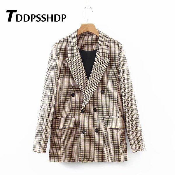 grid double breasted women coat long sleeve lapel pocket office lady high street female jacket, Black;brown
grid double breasted women coat long sleeve lapel pocket office lady high street female jacket, Black;brown