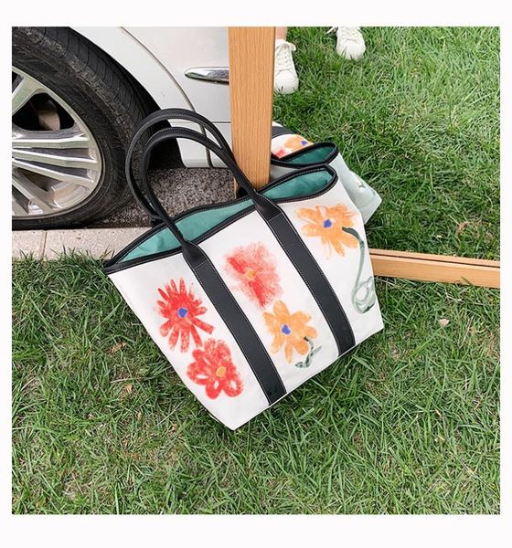 canvas female bag 2020 big capacity single shoulder bag printing big small number torr special #35