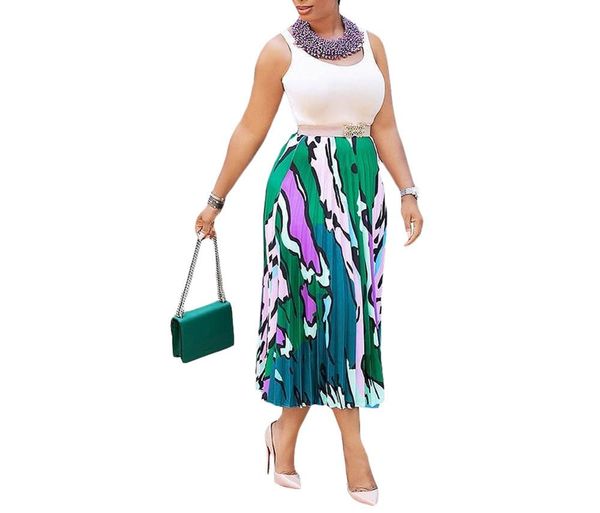 women wardrobe casual maxi skirt striped print high waist a line pleated skirt, Black
women wardrobe casual maxi skirt striped print high waist a line pleated skirt, Black