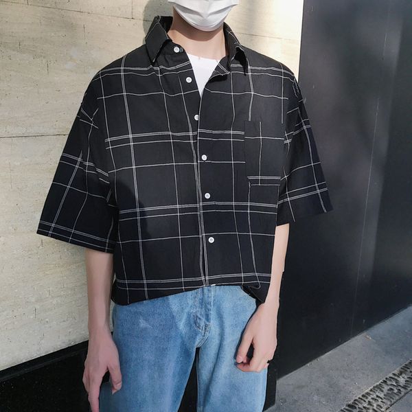 2019 new korean version of the tide male harajuku quality street men loose cotton lattice super fire large size casual shirt, White;black
2019 new korean version of the tide male harajuku quality street men loose cotton lattice super fire large size casual shirt, White;black