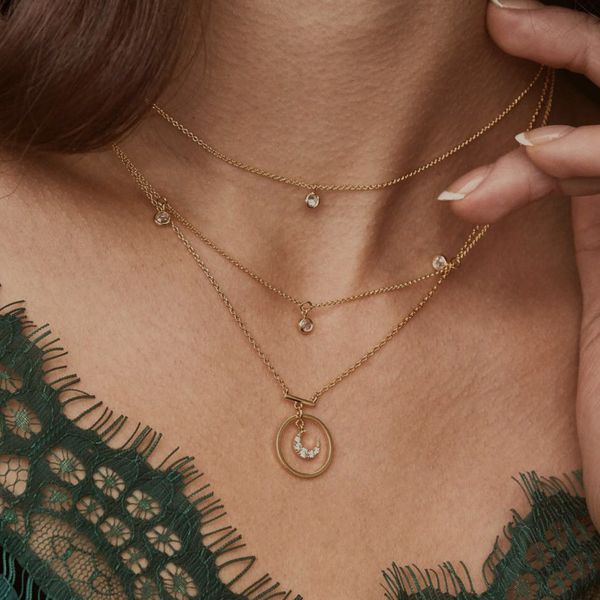 new moon pendant necklace boho geometric crystal layered necklaces for women gift opal collar choker jewelry party gift, Silver
new moon pendant necklace boho geometric crystal layered necklaces for women gift opal collar choker jewelry party gift, Silver