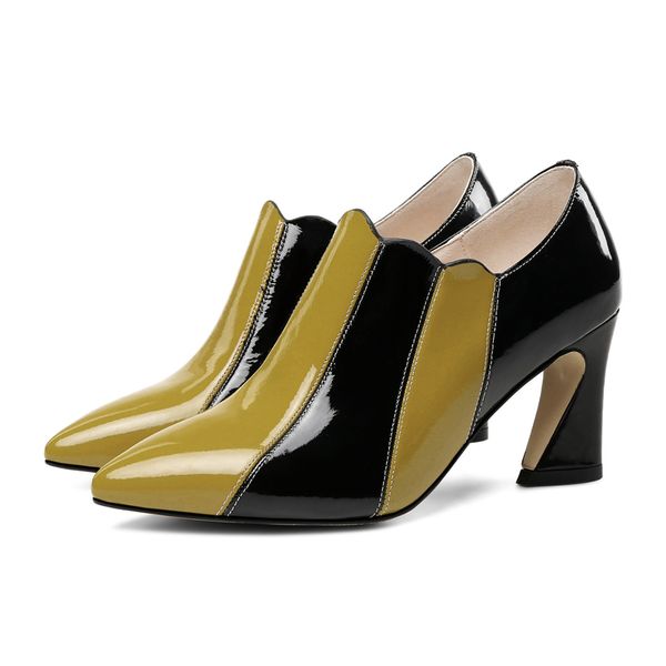patent leather high heels zipper mixed colors women pumps pointed toe party comfortable office lady autumn shoes, Black
patent leather high heels zipper mixed colors women pumps pointed toe party comfortable office lady autumn shoes, Black